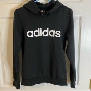 ADIDAS • Women’s Black Hoodie White Writing Size - Small